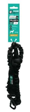 CANI C GEAR, Longe De Traction, Modèle Classica, Couleur Noir, Poignée pour Une Tenue en Mode Laisse Longue, Poignée de retenue en Mode Laisse Courte, Garanti à Vie, 2, 4 m