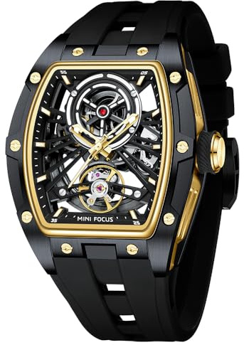 AIMES Automatic Watches for Men Self Winding Mechanical Tourbillon Unique Men Watches Stainless Steel Waterproof 5ATM Luminous Luxury Dress Wrist Watches Cool Square Big Face Dial Wristwatch