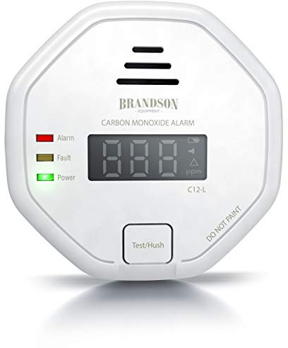 Brandson - CO Melder - Kohlenmonoxid Alarm - Kohlenmonoxid Warnmelder - LCD Display – Lauter Alarm 80 dB – Testschalter - nach DIN EN50291 Zertifiziert - batteriebetrieben - Weiß