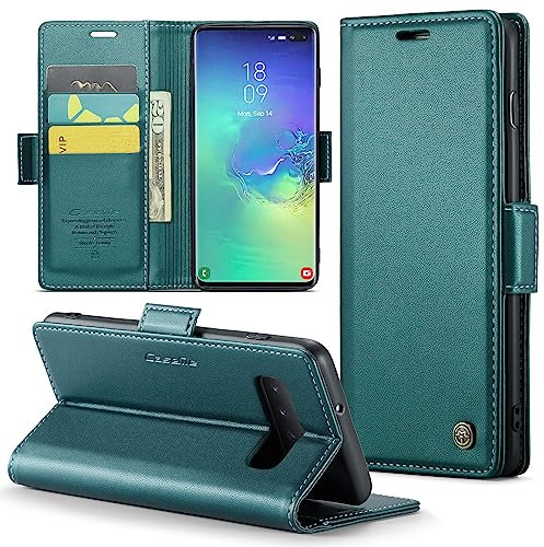 Phernykas Cover for Samsung S10 Plus(Not for Note 10 Plus) Wallet Case with Card Holder, Kickstand RFID Blocking Magnetic Closure Shockproof Protective PU Leather for S10 Plus Flip Case Wallet - Green