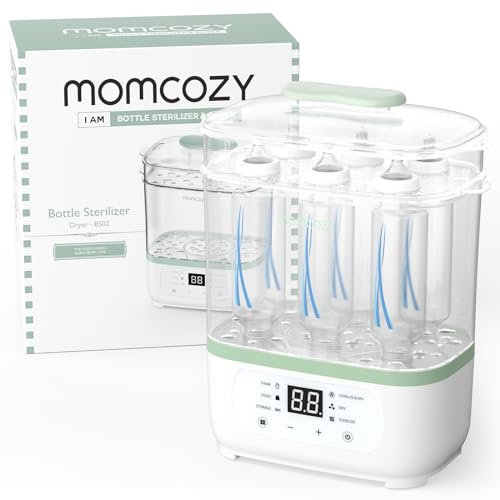 Momcozy Esterilizador y secador de biberones, 8 en 1, esterilizador de biberones de vapor eléctrico para biberones, artículos de bebé y accesorios para extractores de leche