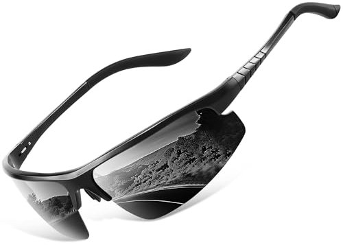 kunchu Sonnenbrille-Herren-Al-Mg-Metallrahmen-Polarisiert-Fahrradbrille-Sportbrille-Fahrerbrille- Ultraleichte-UV400-Schut- Freien