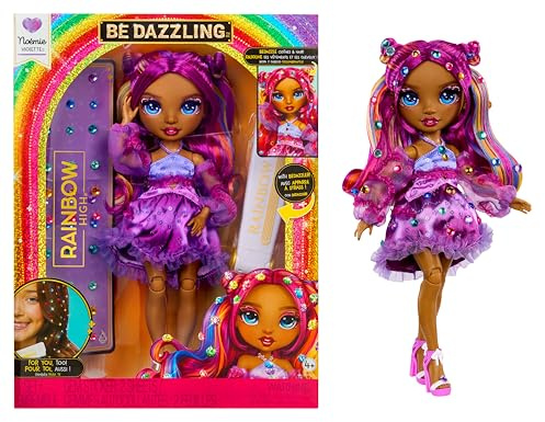 Rainbow High Be Dazzling - Noemie Violette - Bambola fashion viola da 28 cm con decori, gemme scintillanti e accessori per lo styling