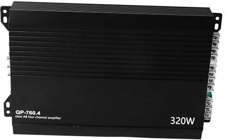 ZASCHMOY Amplificador Estéreo de Automóviles Premium con Enfriamiento Eficiente y Amplificador de Potencia de 4 Canales para Altavoces de Automóviles, Construcción de Aleación de Aluminio con