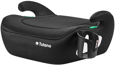 Tulano Cabby 20 Kindersitzerhöhung ab 6 jahre, 125-150 cm, Kindersitz 15-36 kg, Sitzerhöhung auto, Leichtgewichtige, Vorwärtsgerichtet, Getränkehalter, Schwarz