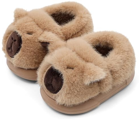 MASOCIO Kids Boys Girls Cute Cartoon Slippers Toddler Warm Plush Anti-Slip Children House Shoes