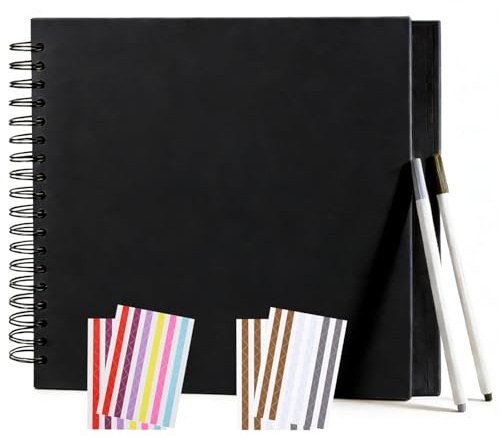 Scrapbook Photo Album DIY Memory Book, Hardcover Spiral Album with 40 Black Pages, Personalished Photo Album for Wedding, Anniversary, Birthday, Travel & Valentine's Day