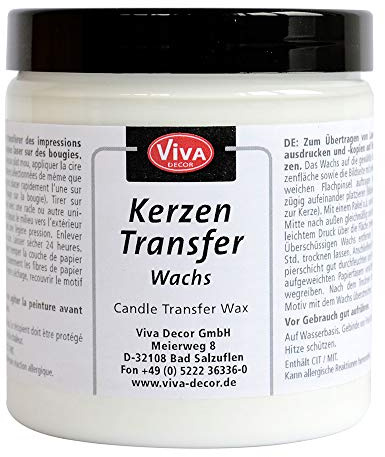 Viva Decor Kerzen Transfer Wachs (250 ml, weiß) Photo Transfer zum Kerzen Gestalten - Fototransfer zum Übertragen auf Kerzen - Foto Transfer