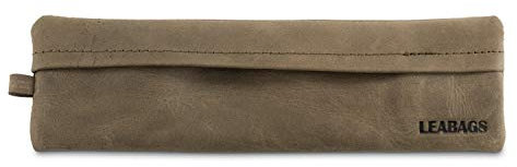 LEABAGS Leder Federmäppchen I Kleines Echtleder Federmappe I Federtasche für Beruf Uni Schule I Schlampermäppchen I Stiftetui I Stiftmappe I Ledermäppchen I Größe S I Nature Grün