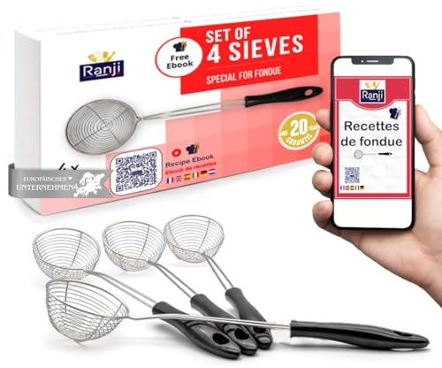 RANJI® - fonduesilar - Rostfritt stål - lättskött - perfekt för fonduekvällar! (Set av 4)