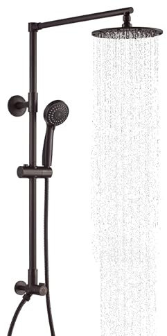 Fennocasa Polaris 3 Retrofit Rain Shower System, 3-Setting Handheld Shower Combo with Slide Bar, 8 Low Profile Shower Head (2.5 GPM Oil-Rubbed Bronze)