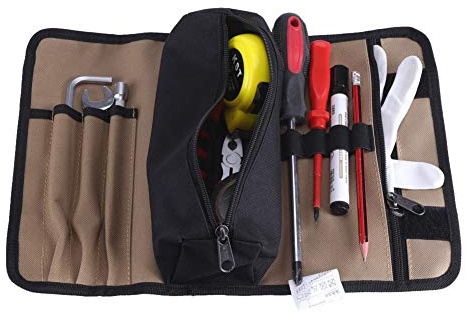 Nikou Super Rollverktyg – Uttag Verktyg Rulle Påse Stor Verktygsrulle Handgjord Hållbar Vattentät Kanvas Elektriker Roll Up Hårdvara Förvaringsväska, 36 x 25 cm