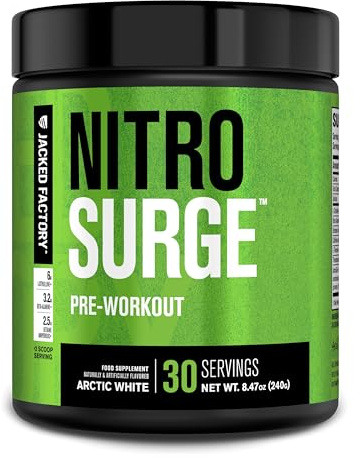 Nitrosurge Pre Workout Powder - 6g L-Citrulline, 3.2g Beta Alanine, 2.5g Betaine Anhydrous, 360mg Caffeine Anhydrous - 30 Servings, Arctic White