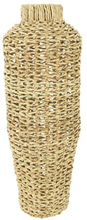30 H Handwoven Water Hyacinth & Rattan Floor Vase