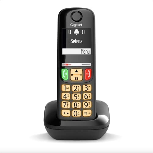 Gigaset E275 - Telefono DECT Portatile - Cordless - Tasti Grandi - Suonerie Forti - Compatibile con Apparecchi Acustici, Nero [Versione Italiana]