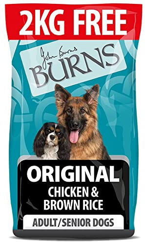Burns Pet Nutrition Hypoallergenic Complete Dry Dog Food Adult and Senior Dog Original Chicken and Brown Rice 12kg + 2kg