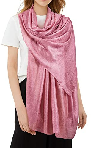 Pwsap Damen Leinen Schal Schultertuch, Stola Halstuch Tuch Unifarben Halstücher Sonnenschutz leichtes Elegante Leichte Modisch Weich Atmungsaktiv Wickelschal für Frühling Sommer Ganzjährig Rosa
