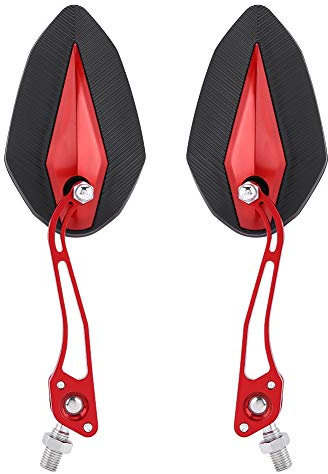 1 Paio di Specchietti Retrovisori per Moto, 8mm 10mm Universale per Scooter, Laterale (Rosso)