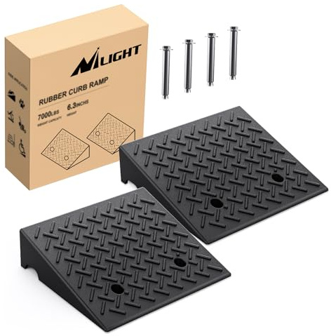 Nilight Rubber Curb Ramps, 6.3 Inches Rise Height Heavy Duty Rubber Threshold Ramp, Portable Driveway Ramps for Cars Wheelchairs Scooter Lawn Mower, 7000lbs Load Capacity, 2 Pack