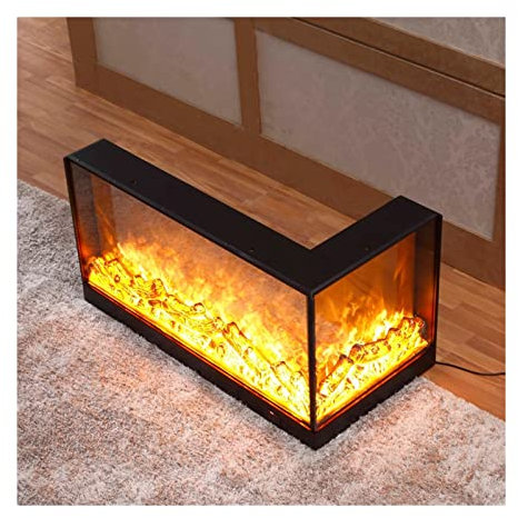 WAOCEO Caminetto Elettrico Decorativo Angolare con Focolare a Ceppo di Fiamma Realistico e Telecomando, Camino Elettrico da Incasso, Design Moderno e Alta Qualità
