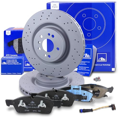 ATE Bremsenset Vorderachse inkl. Bremsscheiben vorne Ø 350 mm gelocht belüftet und Ceramic Bremsbeläge vorne + Verschleißkontakt Kompatibel mit MERCEDES GLE (W166), GLE Coupe (C292), M-Klasse (W166)