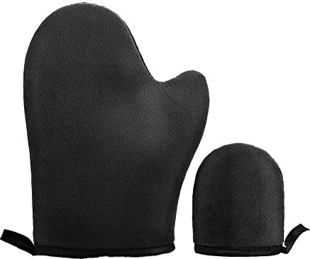 Feaolala Handschuhe Gesicht Applicator Mitt,Körperlotion Auftragen, Wildlederhandschuhe Self Tanning Mitt für Selbstbräuner Spray, SelbstbräUner Mousse Tanning Oil (Schwarz)