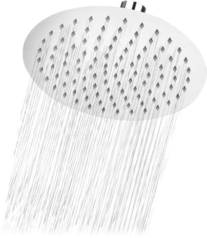 XTDMJ Round Rain Shower Head, 8 inch Rainfall Shower Head 304 Stainless Steel Material, Large Shower Head with Angle Adjustment, Thickened High Flow Waterfall Shower Head