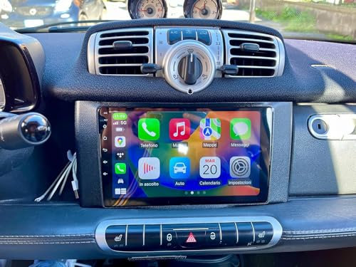 Autoradio Navigatore Car Tablet Android 14 2+64GB Radio CarPlay Android Auto Wireless 9 Pollici Bluetooth GPS Viva Voce Per SMART FORTWO 2011->2014 (SMART 2011-2014)