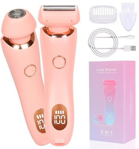 Epilierer Damen Elektrischer Rasierer, Intimrasierer für Frauen, Damenrasierer Nass-Trockenrasierer Ipx7 Wasserdicht Trimmer für Bikinizone Achseln Beine Arme Körper