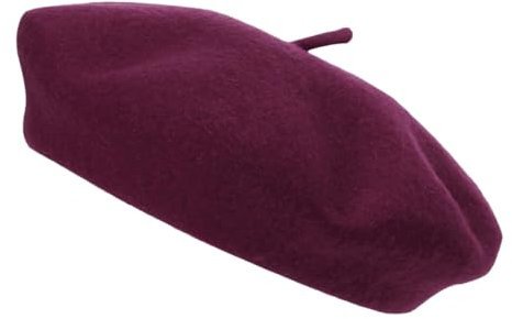 Gadgets Mafia French Wool Beret for Women - Classic Vintage Plain Unisex Hat for Winter and Autumn - Soft Warm Outdoor Headwear in Dark Maroon