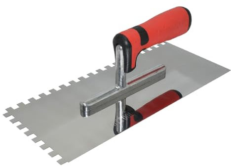 ZCHYTOOL 300 x 130 mm Cazzuola Per Finitura Cemento Impugnatura Morbida Frattone Dentato Intonaco Con Dentatura 8 mm Incollatura Di Piastrelle Bimateriale Dente