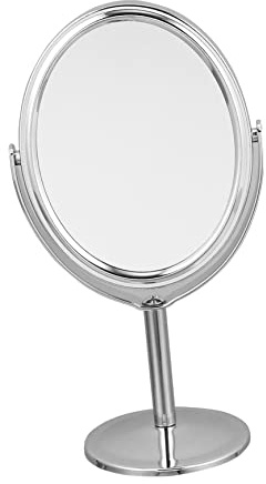Genérico Espejo Cosmético De Doble Cara 1 Unidad Ovalado Aumento para Maquillaje Portátil Adecuado para Baño y Dormitorio Base Giratoria