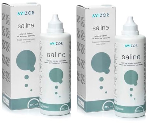 Avízor Saline Pack 2x350ml - Solution saline pour tous types de lentilles - Hydratation et rinçage durables - Nettoyage doux et efficace - Solution complète pour les soins oculaires