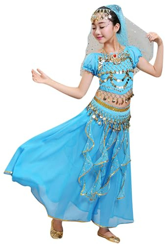 Genérico Danza Vientre Vestido de Princesa Tops Falda Larga Ropa de Baile para Niñas Disfraz de Danza del Vientre para Niños
