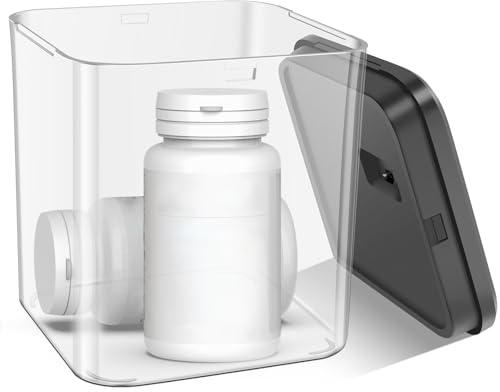 14 x 14 x 16 cm Låsbar transparent låda liten förvaringslåda med kombinationslås kylda läkemedel Låsbar låda för förvaring av läkemedel, snacks, mobiltelefoner kontorsmaterial