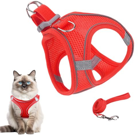 Arnés para Pasear Gatos - Arnés Chaleco Ajustable para Gatos,Chaleco Pequeño Mediano Entrenamiento Mochilero Exterior Suministros Mascotas