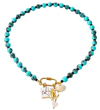 Dazhua sommar fisk snäcka sjöstjärna halsband, färgglada pärlor boho-smycken