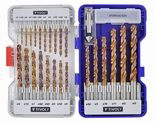 TIVOLY 11454170002 - Forets métaux assortiment de Ø 2>13 mm et Fraise à noyer HSS 90° Ø 16,5mm