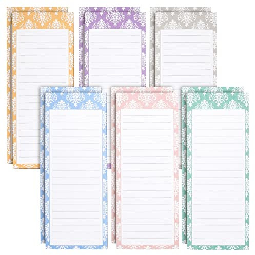 Juvale Magnetic Fridge Notepad with 60 Lined Sheets, 12 Pack Featuring 1 Design in 6 Colours, 9 x 23 cm