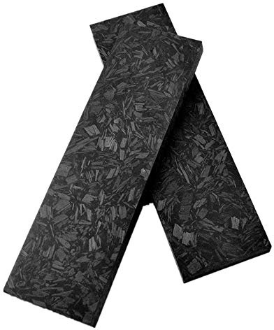 Aibote 2 pieces black marble carbon fibre knife handle scales handles material knife top custom DIY tools for blanks blades jewellery making (each pair is unique).