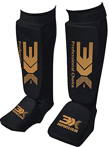 3X Sports Shin Guards Kickboxing Muay Thai, EVA Padded Sparring Training Martial Arts Boxing, MMA Muay Thai Kickboxing Training, Professional Shin Insteps Protection, karate BJJ Taekwondo Gear