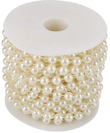 Pearl Beads String Chain Garland, 10m/roll Grinding Pearl Wire Beads Garland String DIY Wedding Decoration for Party Home Decoration 8mm (Beige)