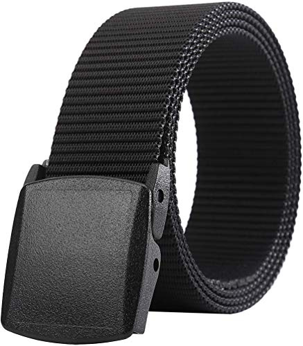 LionVII Ceintures Homme, Sangle en Toile Militaire Boucle en Plastique, Sans Trous Ceinture Réglable pour le Travail