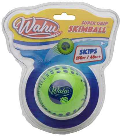 Wahu Super Grip 100% Waterproof Skimball Pool Toy, Water Skipping Ball for Pool and Beach, Skips Over 150' on Water, Green