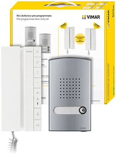 VIMAR K40542.E Gegensprechanlage für einen Benutzer, 2 Drähte mit: 1 Audio-Elektronikeinheit, 1 Audio-Straßenplatine mit 1 Taste, 1 Gegensprechanlage Voxie mit 6 Tasten, 1 Stromversorgung