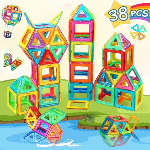 Magnetic Building Blocks toys for 3 year old boys girls Magnetic Tiles for Kids Learning Educational Magnets Construction Set Toys for 3 4 5 6 7 8+ Year Old STEM Toy Christmas Birthday Gift