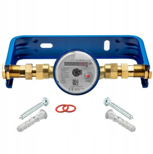 Contador de agua fría DN15 1/2 pulgada con soporte regulable de acero, Q3 2,5 m³/h, longitud 110 mm, rosca 3/4 pulgada, antimagnético, conforme MID, marcado M26 (2026)