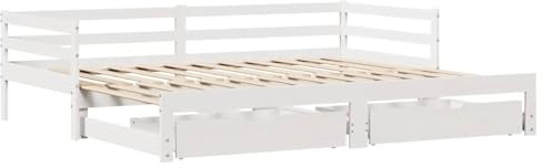 vidaXL Letto Estraibile con Cassetti Senza Materasso Bianco 90x190 cm