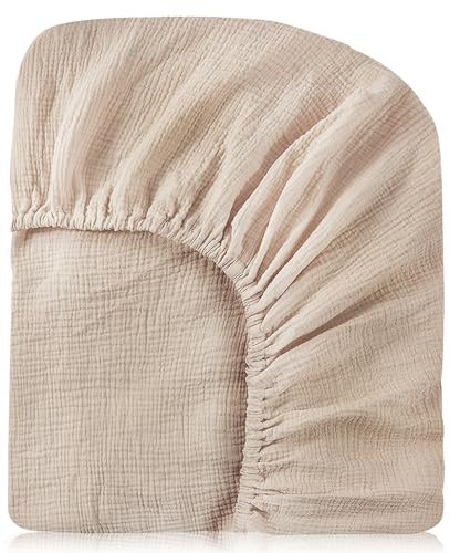 Babybett Laken für Kinderwagen & Beistellbett - Musselin Baumwolle Spannbettlaken 82*41*12CM (heller Kaffee)