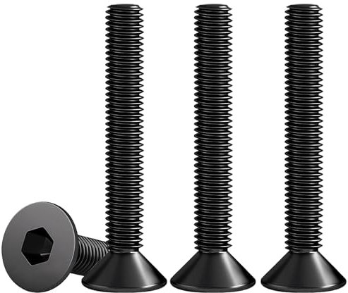Drenky M6 X 45 mm Tornillo Avellanado Negro, 25 Piezas Tornillos De Cabeza Avellanada Norma DIN 7991 / ISO 10642 Tornillos Avellanados con Hexágono Interior Acero Inoxidable A2 V2A, Rosca Completa